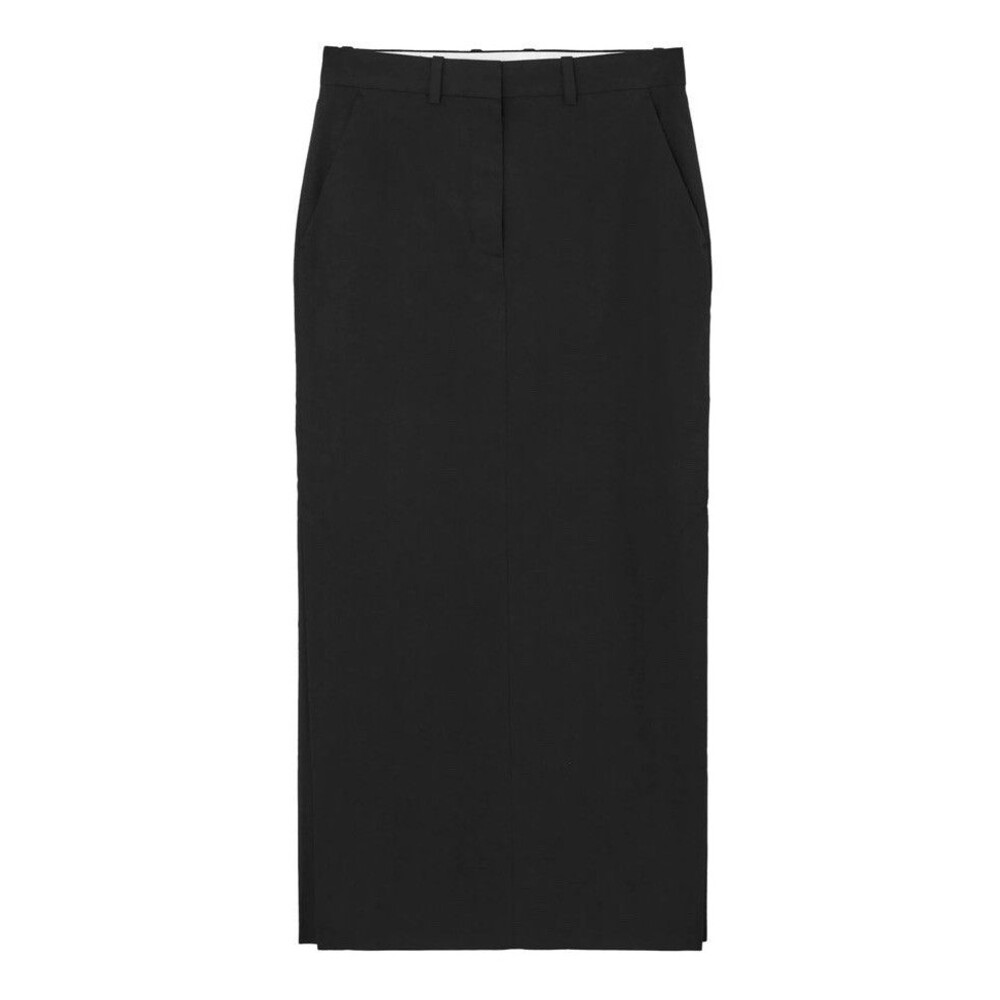 COS Tailored Linen-Blend Maxi Slit Skirt Size 8 Black Minimalist Classic NWT - Picture 3 of 13
